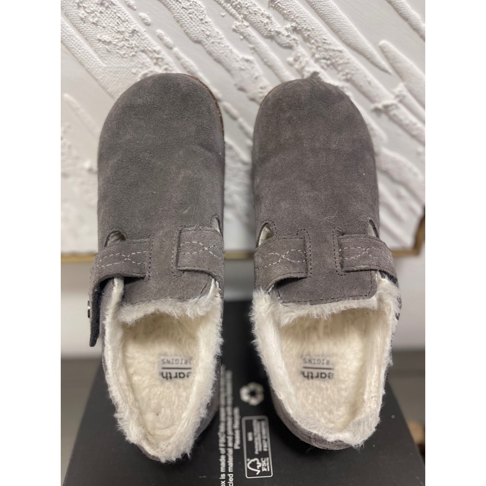 Earth Origins Aurora Jade Grey Suede Faux Fur Lined Cork Slip On Shoes 7 - Picture 6 of 16